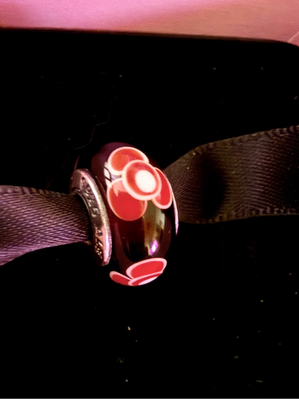 Pandora Red and Pink Floral Murano Glass Charm